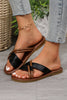 White Criss Cross PU Leather Flat Slippers