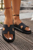 Beige Cutout Design Open Toe Platform Slippers (Run Small, Size Up)