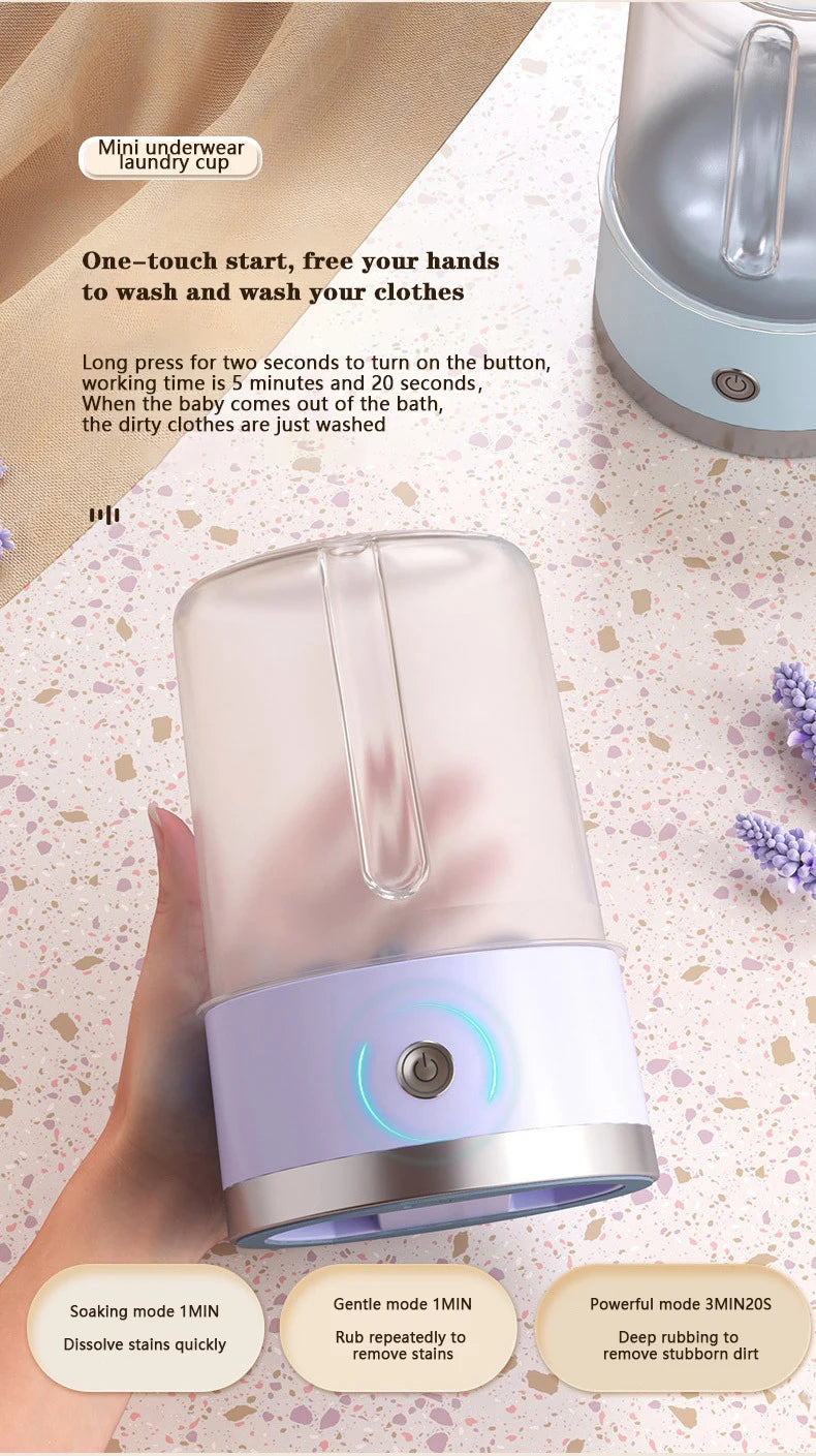 New Wireless Washing Machine Portable Travel Underwear And Socks Laundry Bucket,  Charging Mini Clothes Washing Cup 2-speed Time
