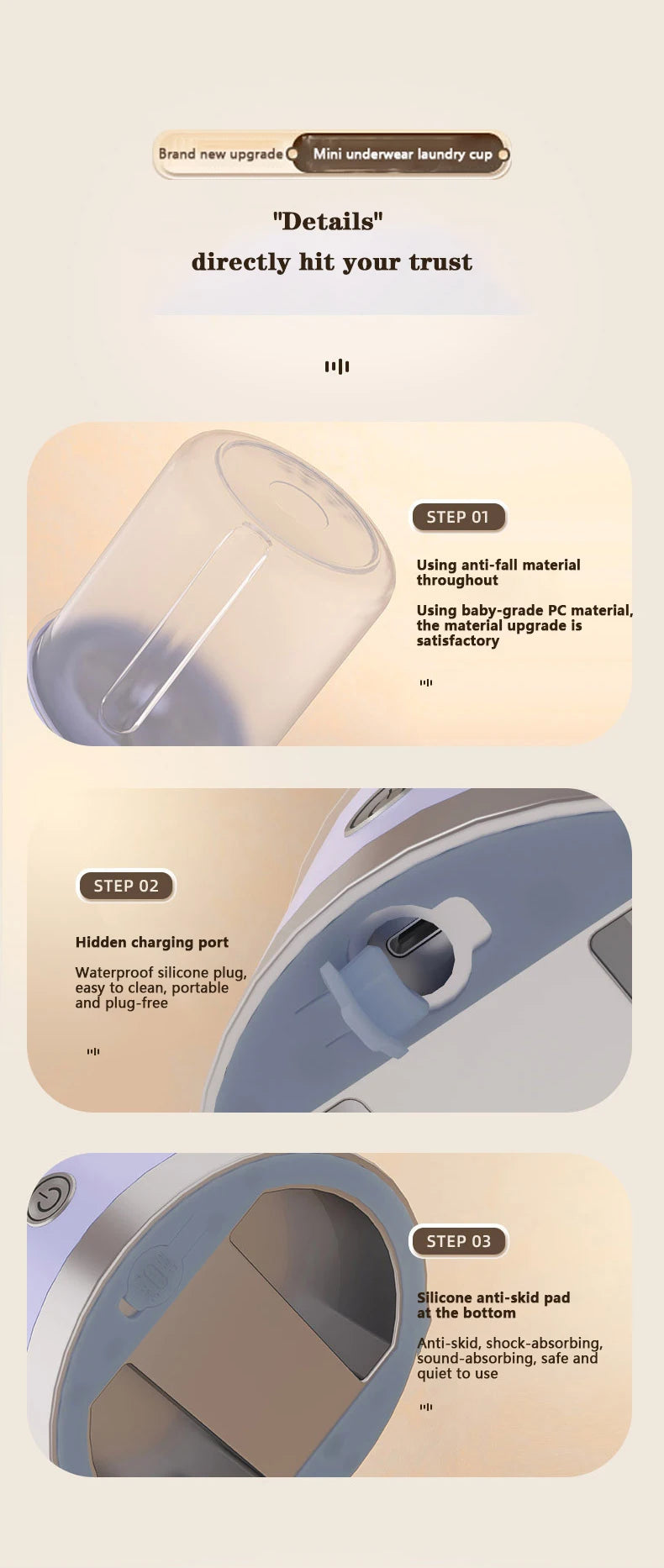 New Wireless Washing Machine Portable Travel Underwear And Socks Laundry Bucket,  Charging Mini Clothes Washing Cup 2-speed Time