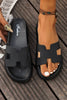 Beige Cutout Design Open Toe Platform Slippers (Run Small, Size Up)