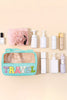 Mint Green TRAVEL Chenille Letter Clear PVC Makeup Bag